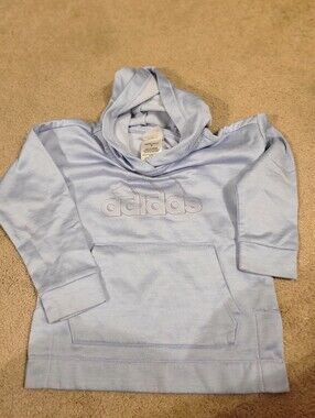 adidas Kids Pastel Blue Hooded Sweatshirt with Embroidered Logo